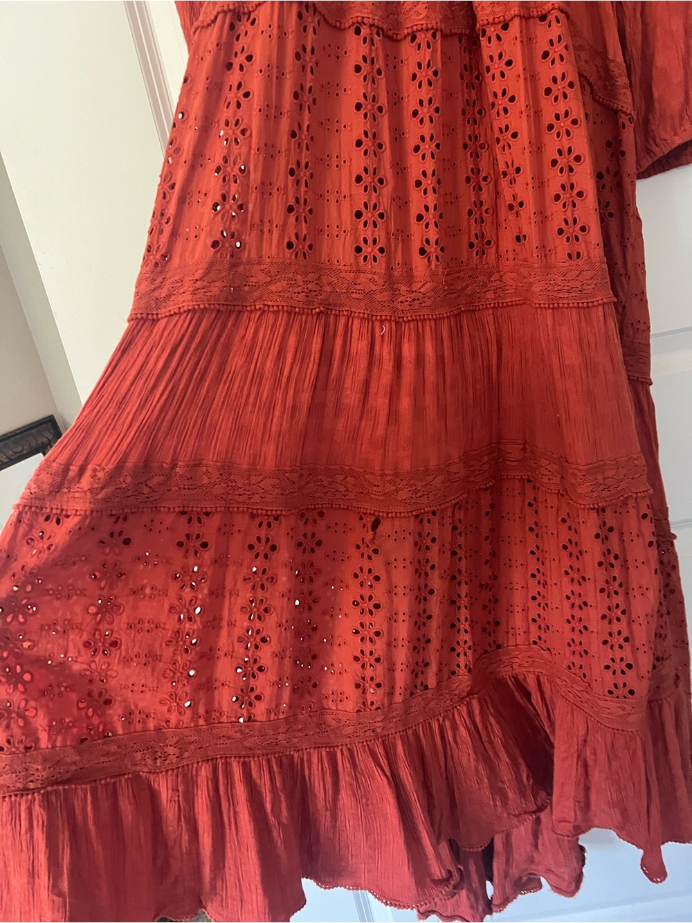 FREE PEOPLE Bohemian Red Tiered Maxi Dress - Picture 10 of 11